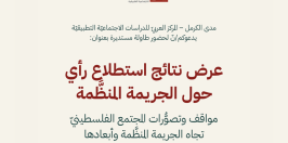 دعوة | طاولة مستديرة  بعنوان "عرض نتائج استطلاع رأي حول الجريمة المنظَّمة- مواقف وتصوُّرات المجتمع الفلسطينيّ تجاه الجريمة المنظَّمة وأبعادها" 2026/8/11