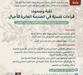 |3/12/2022| دعوة عامة: نكبة وصمود: قراءات نفسيّة في الصدمة العابرة للأجيال