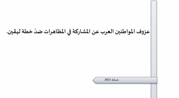 ورقة تقدير موقف: عزوف المواطنين العرب عن المشاركة في المظاهرات ضدّ خطة ليـﭭـين.