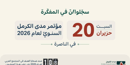 سجّلوا/نّ في المفكّرة: مؤتمر مدى الكرمل السنويّ لعام 2026 | 20 حزيران