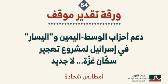 ورقة تقدير موقف: دعم أحزاب الوسط-اليمين و"اليسار" في إسرائيل لمشروع تهجير سكّان غزّة... لا جديد